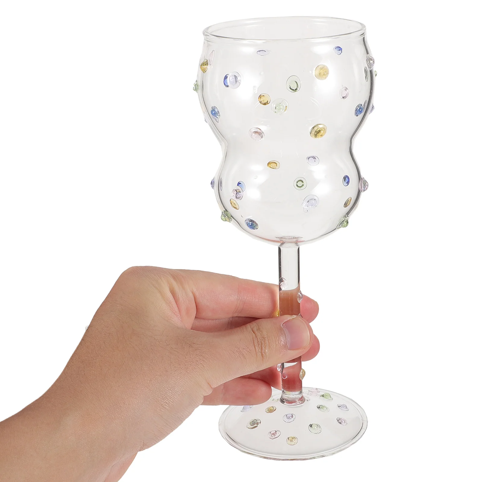 

Glass Goblet Red Wine Cup Colorful Dot Pattern Linen Texture Decorative Use Party Bar Glass Wine Goblet Decorative Goblets