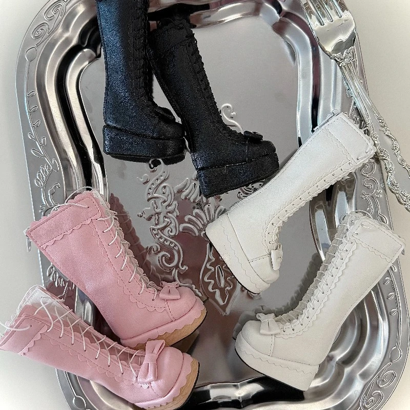 BJD 1/4 Doll Long Boots Doll Shoes Fit Normal 1/4, Fat 1/4 Body PU Leather Tall Tube Boots Dolls Replacement Outfit Accessories