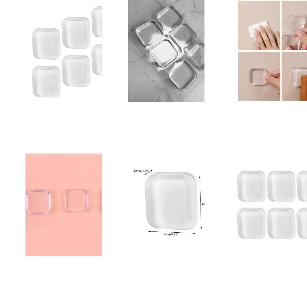Rubber Handle Guards Adhesive Wall Protectors Clear Square Pads Durable