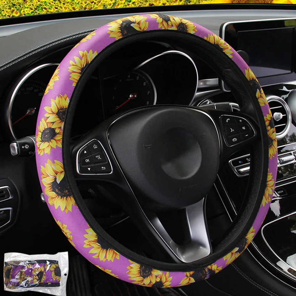 Внутренняя отделка чехол на руль автомобиля 1 шт. для 37-38 см Нескользящая внутренняя отделка чехол на руль высокого качества