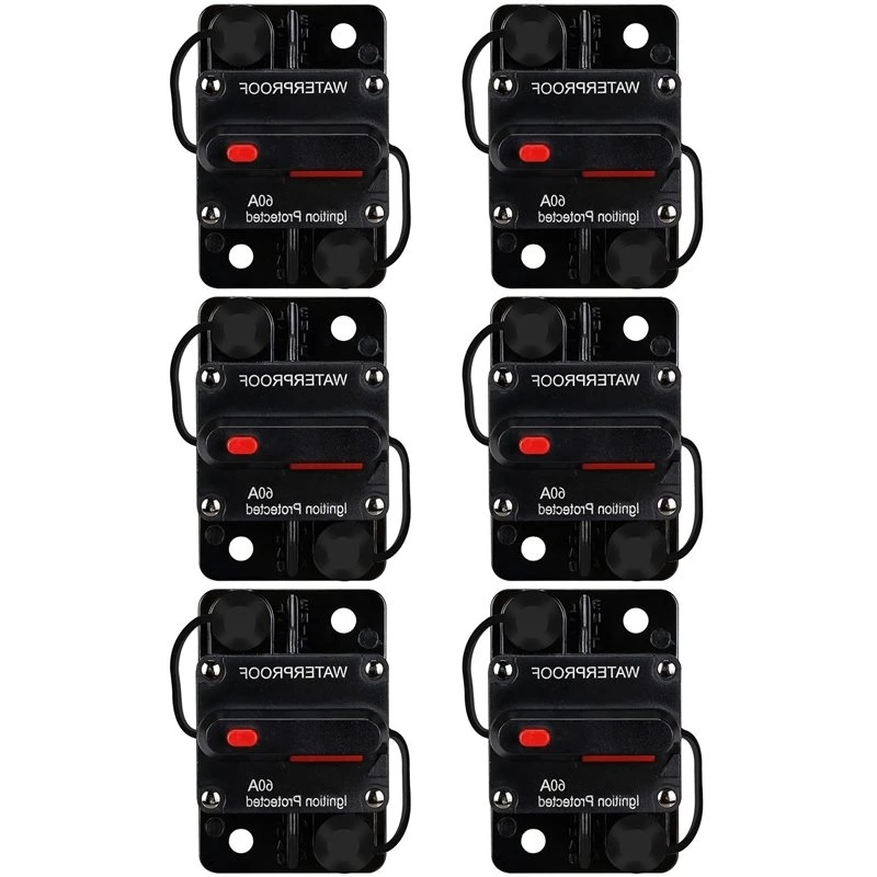 Hot Selling-6X Waterproof Circuit Breaker,With Manual Reset,12V-48V DC,60A,For Car Marine Trolling Motors Boat Power Protect,6X