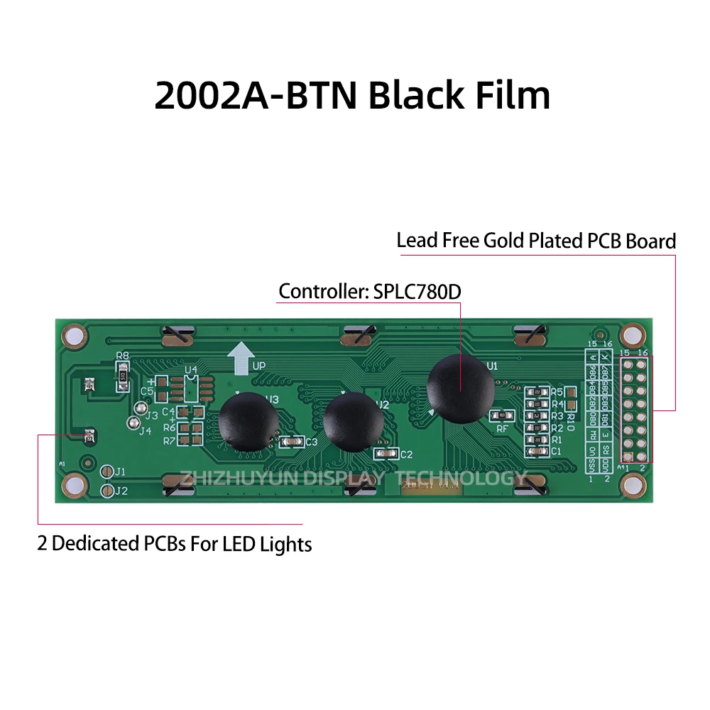 Pengiriman pabrik 2002A layar tampilan LCD BTN Film hitam teks hijau modul tampilan LCM modul tampilan Dot Matrix LCM