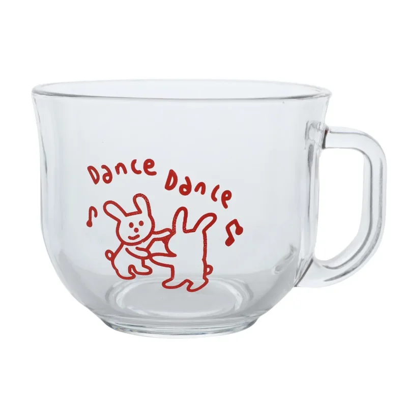 Letter Glass Coffee Mug with Handle Glass Coffee Cups for Cappuccino Latte Cereal Yogurt Milk Hot or Cold Beverages 480ML