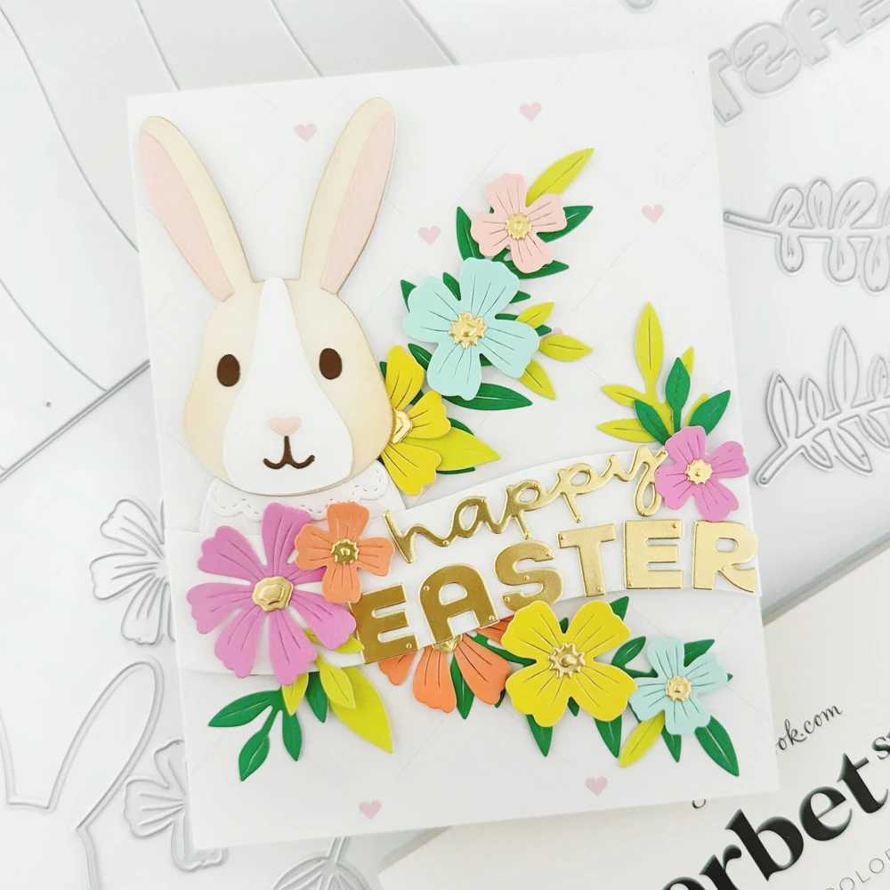 Happy Birthday/Happy Easter Stacking Shadow Metal Cutting Dies Sentiments Words Die Cut For DIY Scrarpbooking Paper Cards Making