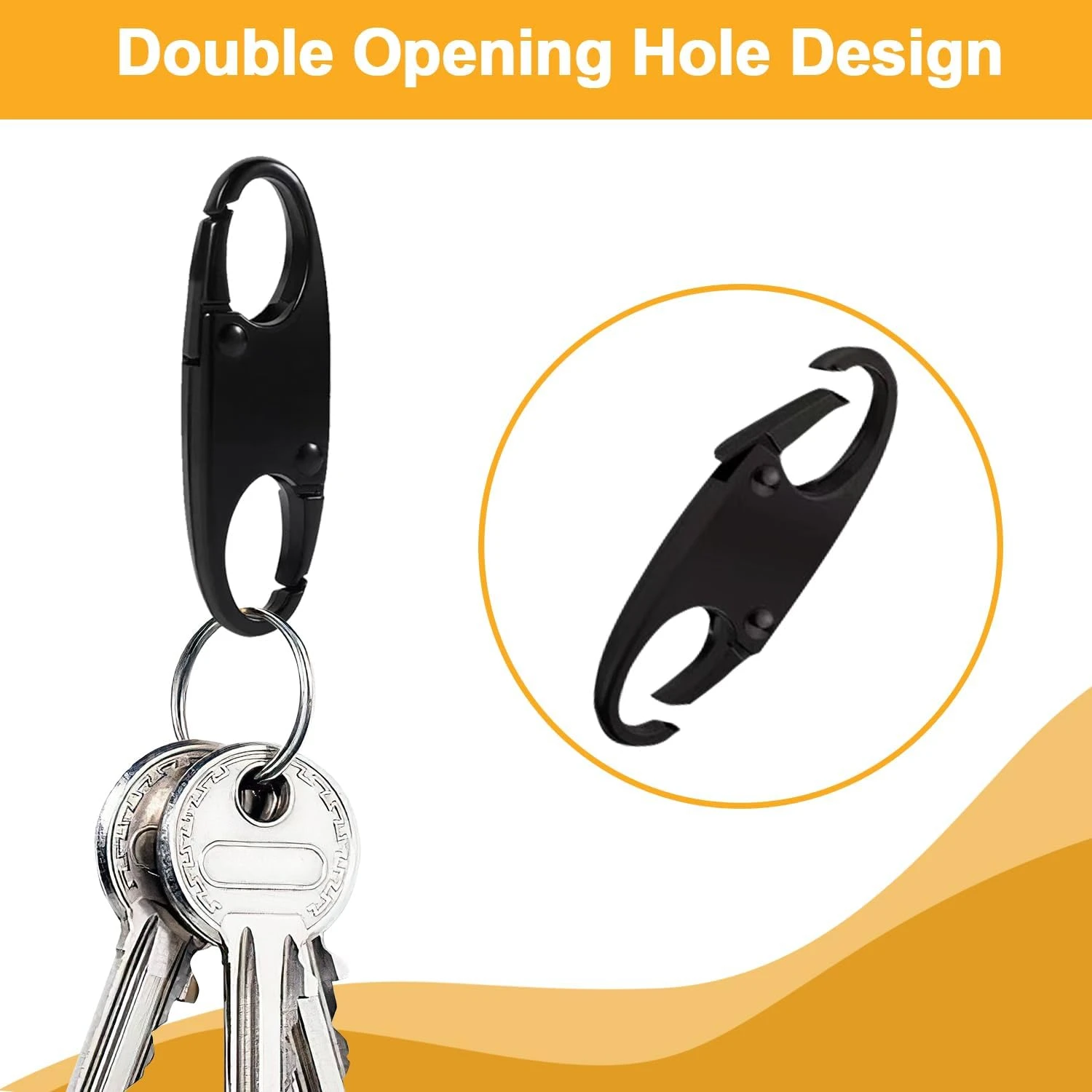 Reliable and Durable Essential Black and White Double Carabiner Clips Set of 10 - Heavy Duty Theft-Proof Protection with Secure 