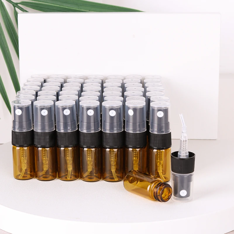 50/pcs 2ml brown ultra-fine mist spray bottle mini essential oil perfume bottle moisturizing spray bottle portable travel