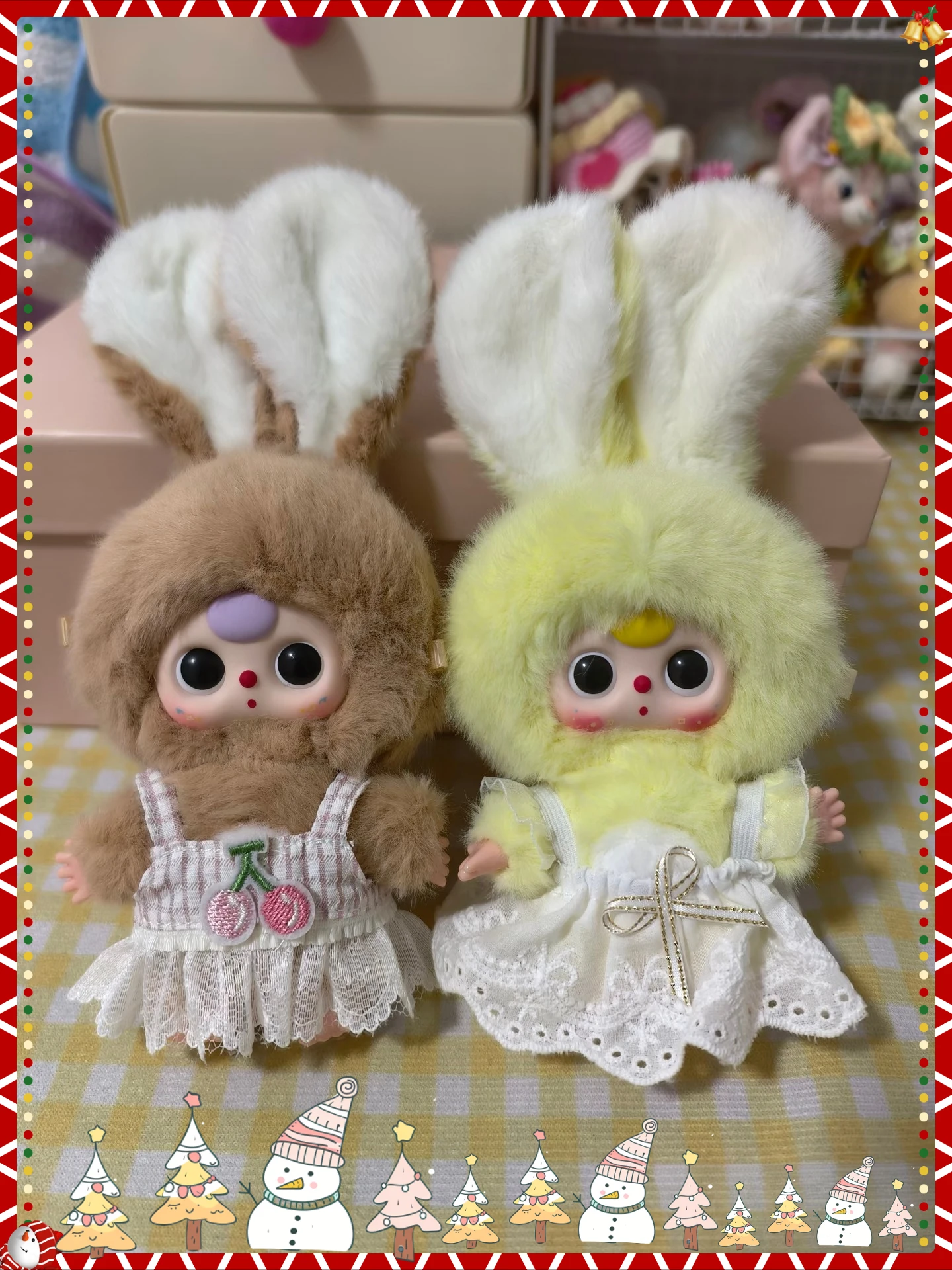 

Очаровательная мини-три кролика макарон из ПВХ, глухая коробка, настольное украшение, детский рюкзак, подвеска, идеальный подарок на день рождения