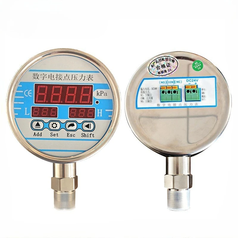 Electrical Contact Pressure Gauge Water Gas Oil Pressure Sensor High And Lower Limit LED Display Control Switching Output 24VDC