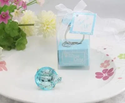 50 pçs anel de diamante forma chaveiro acessórios chave festa em casa favores presentes de casamento para convidados lembranças de casamento