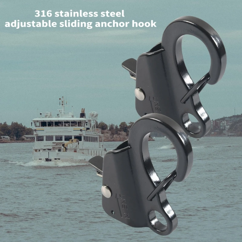 Stainless Steel Boat Hook Adjustable Sliding Cast Heavy Duty Spring Hook Quick Adjust Boats Hook for Secure Mooring