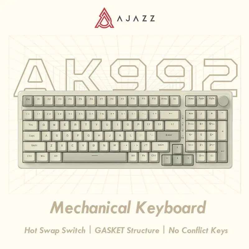 

Проводная клавиатура Ajazz AK992, Механическая игровая клавиатура с подсветкой для компьютера, офиса и игр