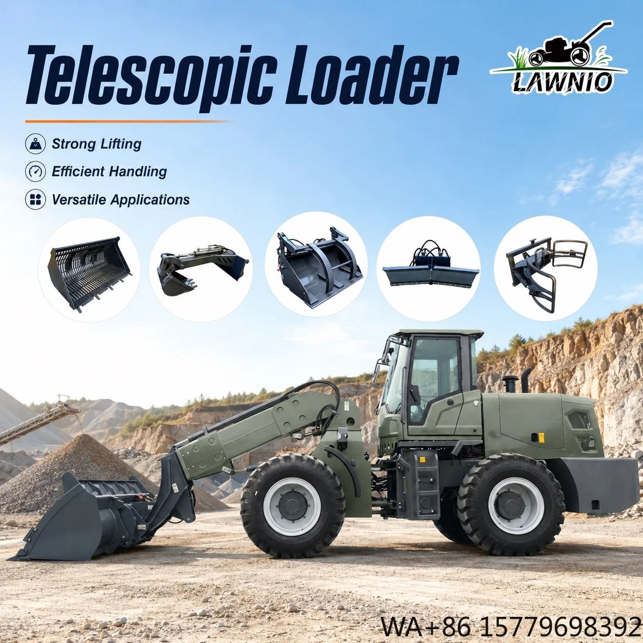 Packaging Customization Telescopic Arm Loader  9500kg Operating Weight and High Lift Boom for Hopper Feeding  Loader