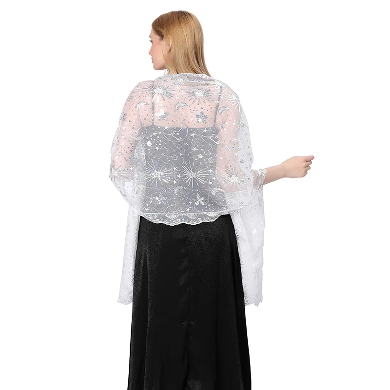 Vestido de noche de lentejuelas brillantes para mujer, chal elegante para novia y dama de honor, chales de boda, bufanda de decoración de fiesta,