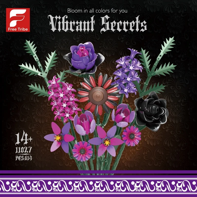 

614+Pcs Gothic Style Bouquet Building Block Set | DIY Artificial Building Block Flower Model | Home Desktop Ornaments and Decorations