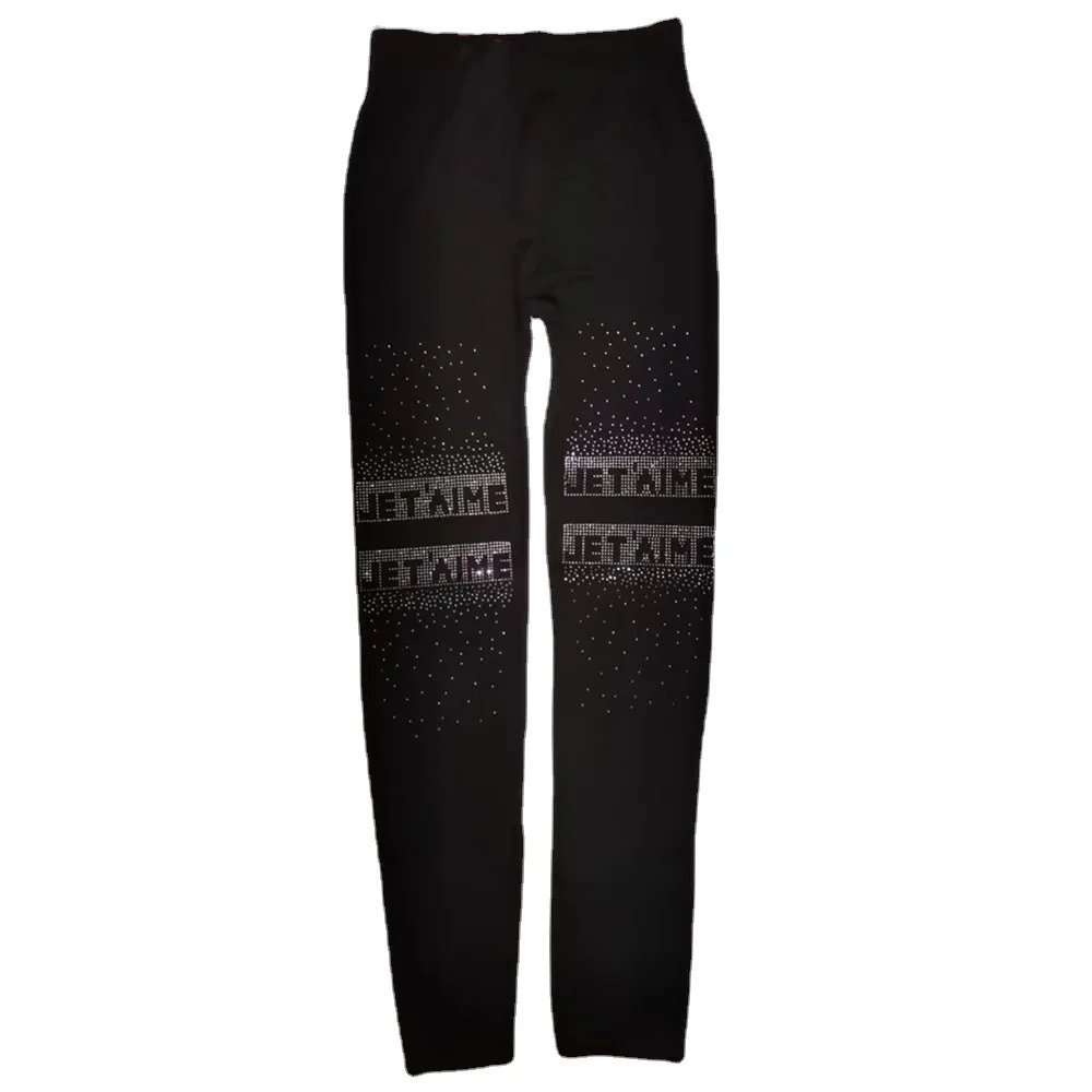 High Stretch Modal Cotton High Waisted Leggings Plus Size Diamond Decor Tummy Control Butt Lifting Pants Women Drop Shipping