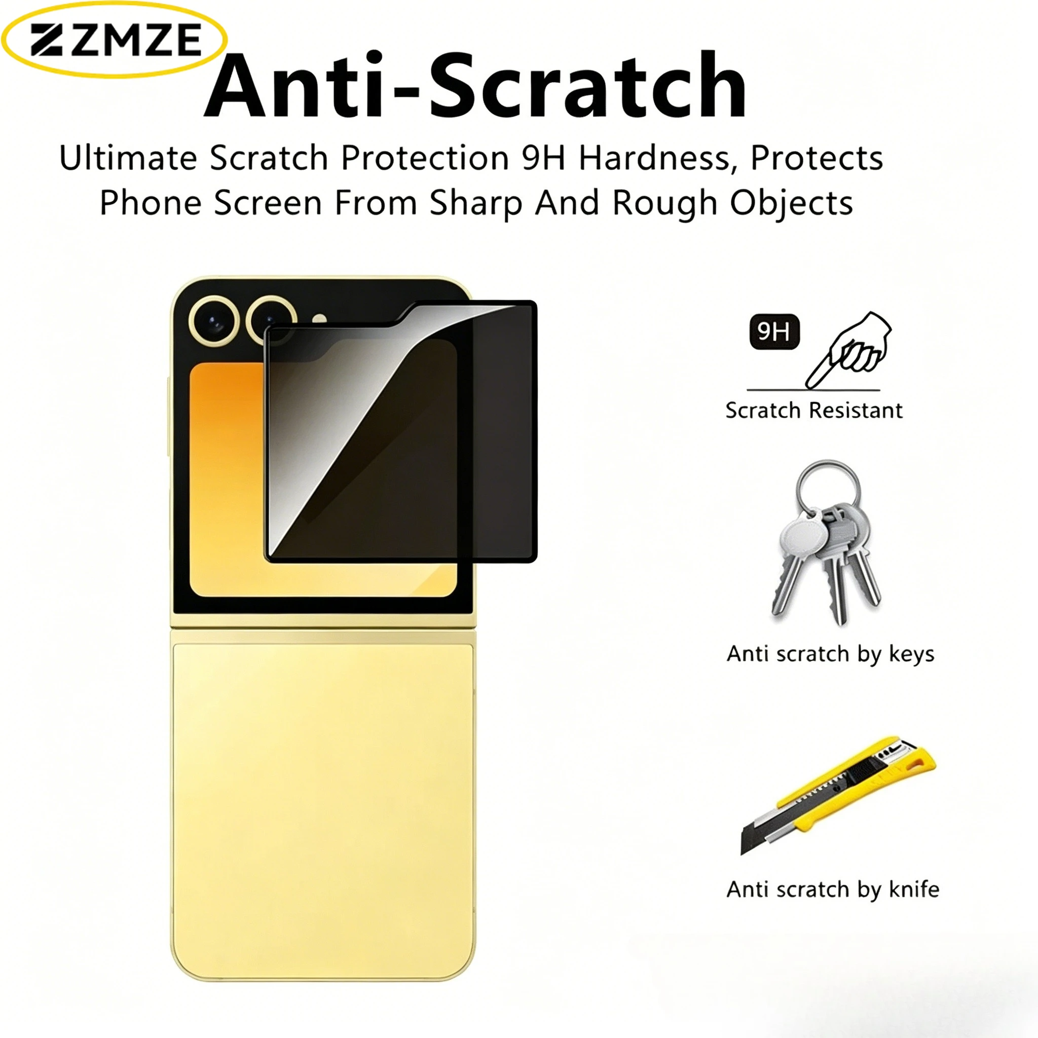 2-in-1-Schutzglas-Hülle für Samsung Galaxy Z Flip 6 7 5G Anti-Spy/Peep Displayschutzfolie für die Rückseite ZFlip7 ZFlip7 Flip6 Kamera-Schutzfolie – Detail 5