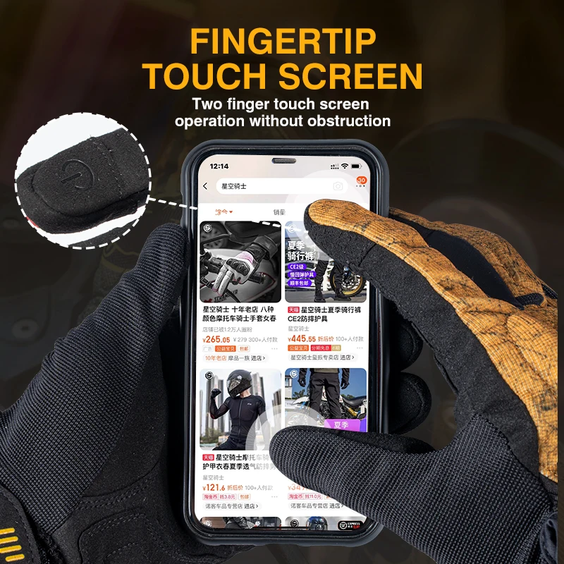 SFK Motorcyle Gloves Genuine Leather Breathable Smile Design Motorbike Riding Knuckle Protection Touch Screen Wear-resistan