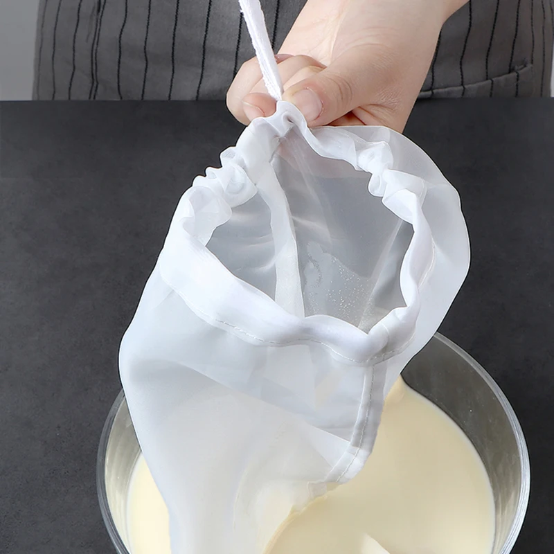 WIKHOSTAR Food Grade Nylon Filter Bag Reusable Nut Milk Bag 100/200/300Mesh Tea Beer Milk Coffee Oil Filtration Strainer