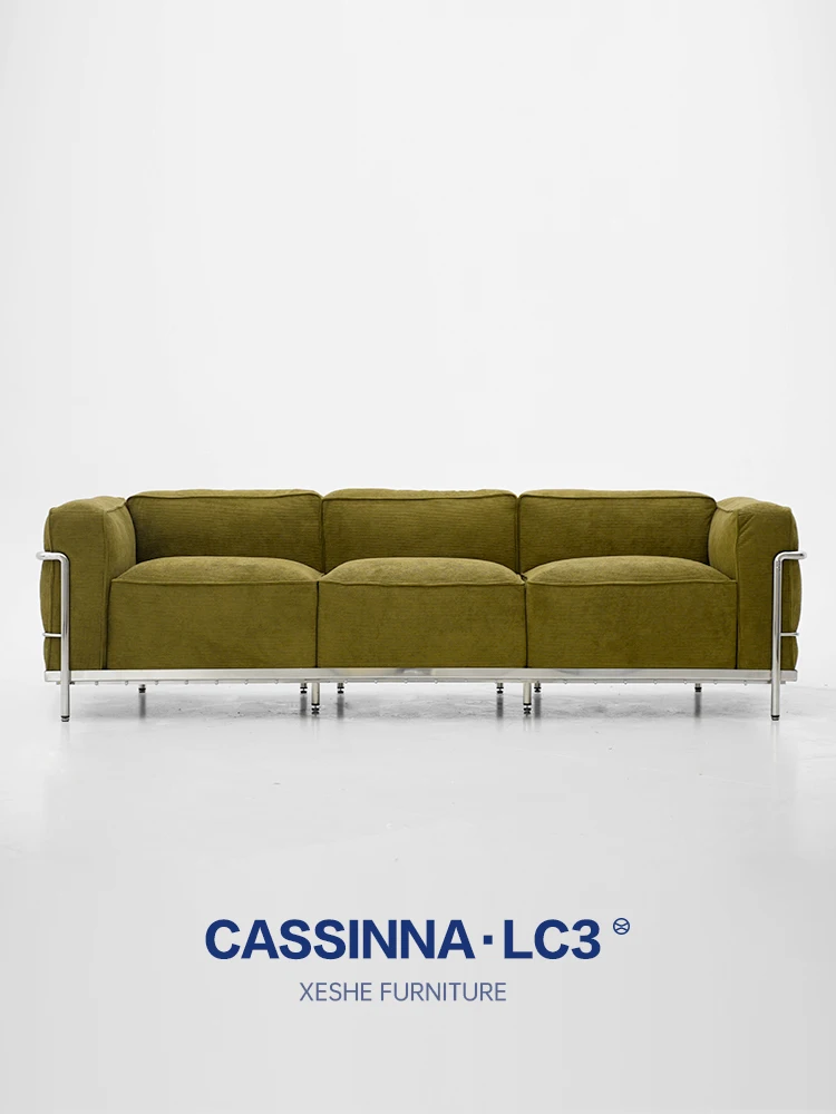 

Medieval Style LC3 Sofa Cassina Designer Wabi Living Room Retro Style Corduroy Fabric Sofa Straight Row