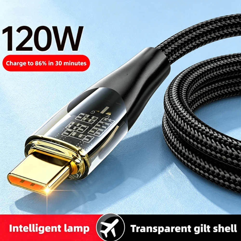 120W USB To Type C Cable Super Fast Charging Data Cord For Xiaomi Redmi Note 11 Samsung S23 Huawei 1/1.5/2M Type-c Charger Cord