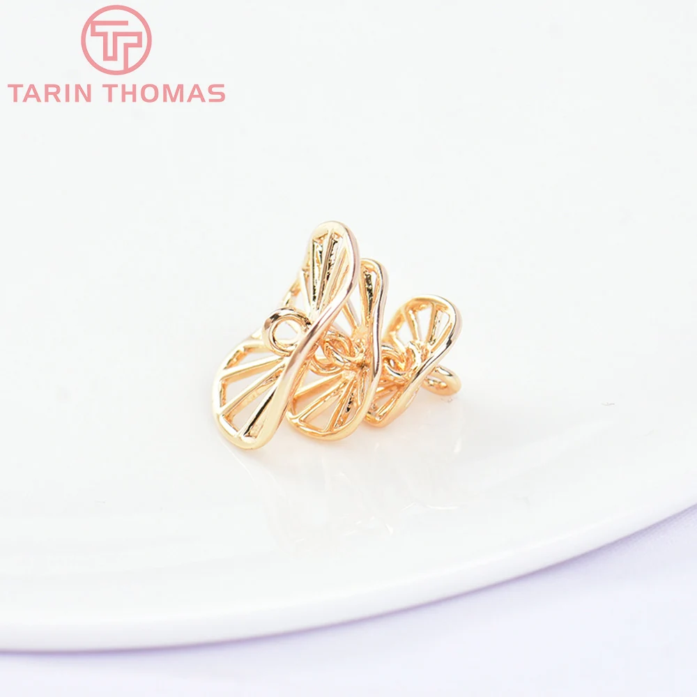 (5664)10PCS 16x15MM 24K Gold Color Brass 3 Connect Lotus Leaf Charms Pendants High Quality DIY Jewelry Making Findings Wholesale