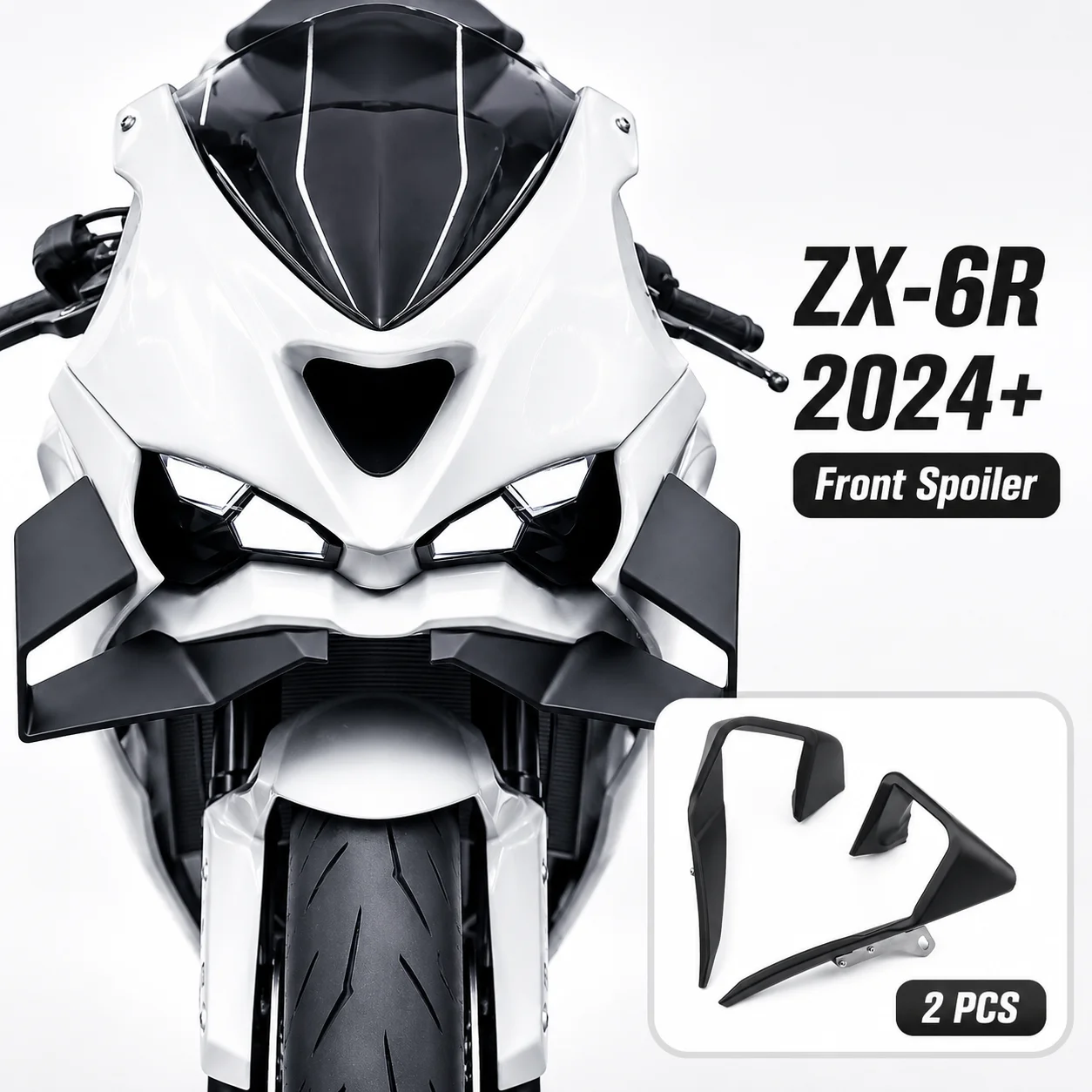 Motorcycle Front Lower Spoiler Lip GP Winglet Downforce Fairing Kit Compatible With Kawasaki ZX-6R 2024 2025 2026