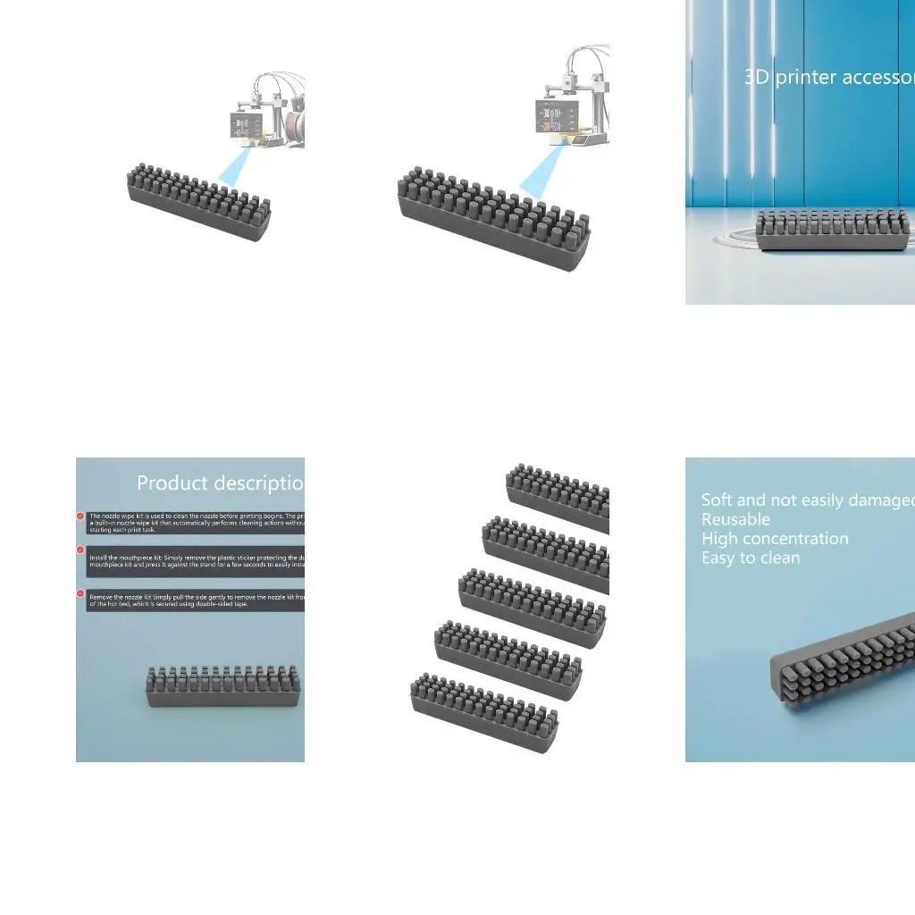 

652f 5pcs щетка для насадки для мини -сопло силиконовой щетки Принтер Очистка инструмента -принтер Силиконовый чистящий