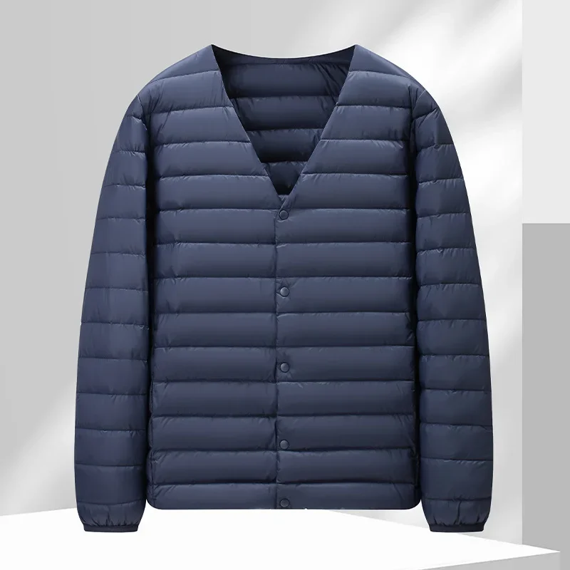 Chaleco ligero de plumas de pato blanco para hombre, chaqueta de otoño e invierno, nuevo estilo, ropa interior cálida, Top de corte A, longitud corta
