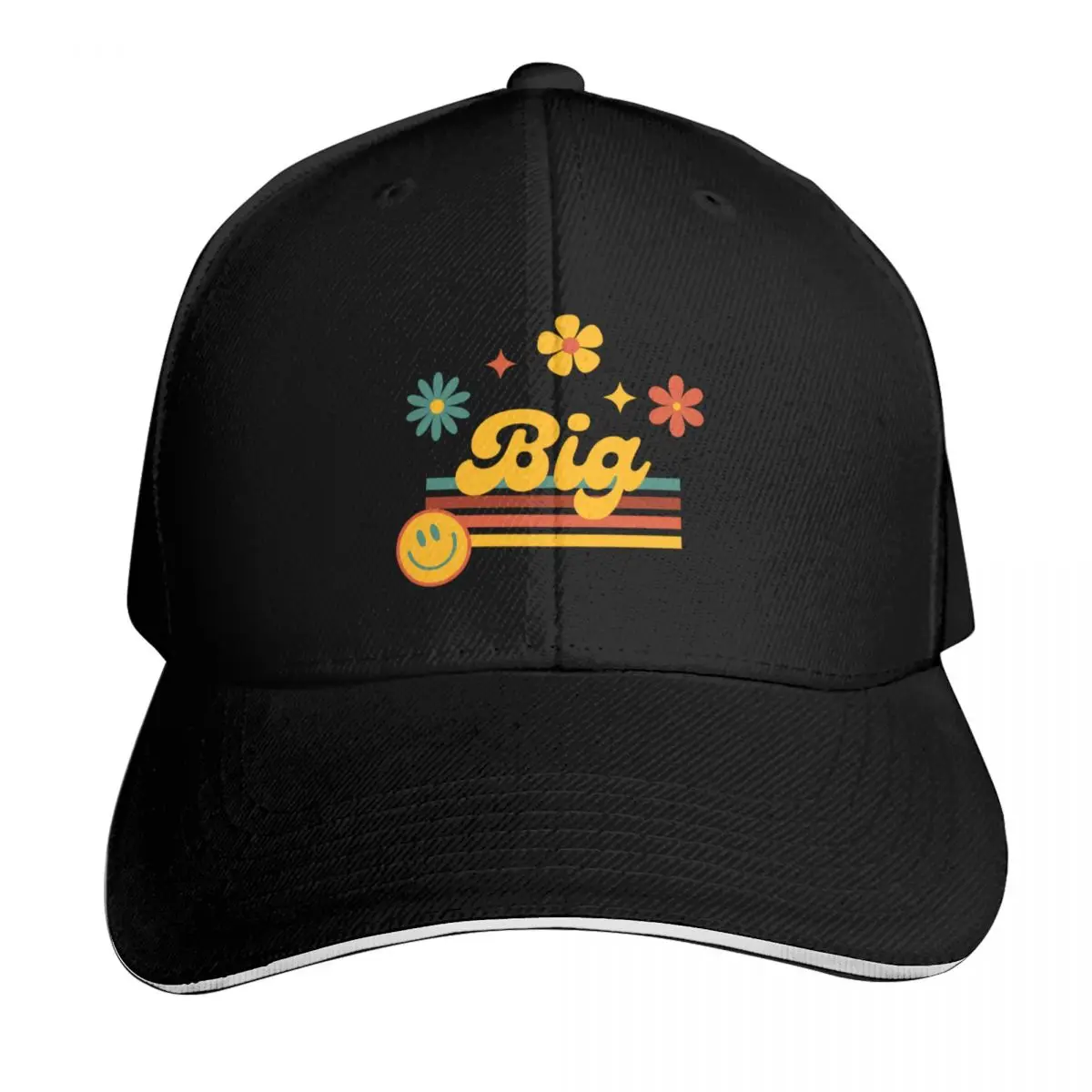 Groovy Retro Big Little Reveal Sorority T Shirt (Big) Baseball Cap Men Women Casual Summer Sport Sun Cap