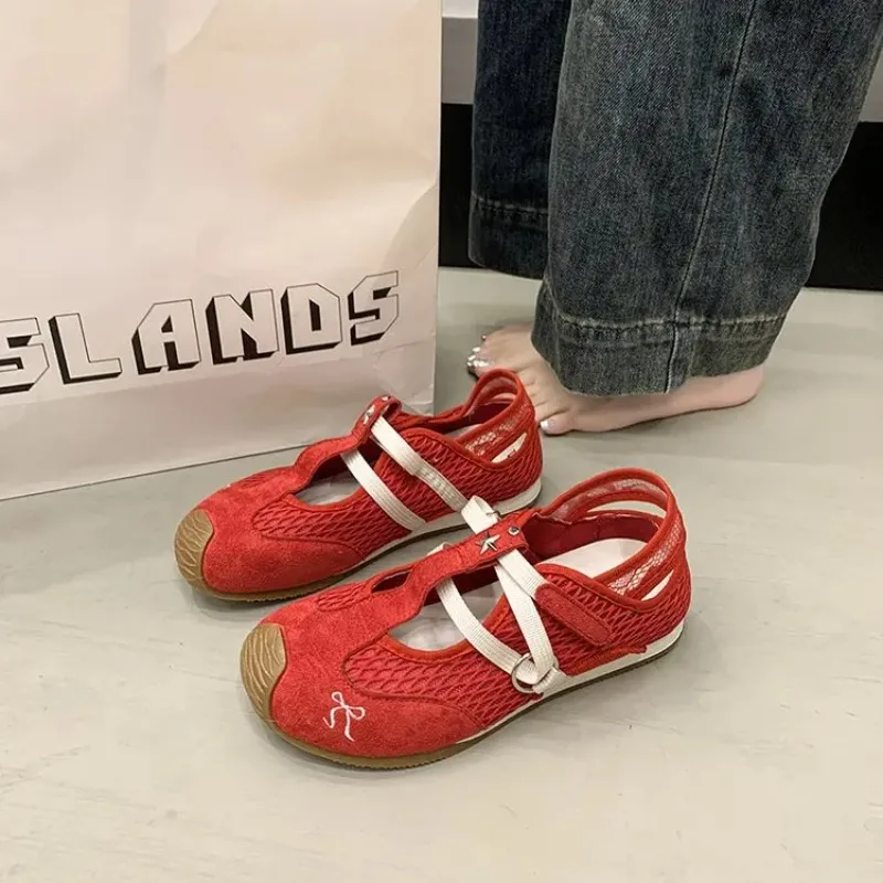 

Hot Selling Shoes Women 2025 Summertime Flat Lace-up Forrest Gump Shoes Women Genuine Leather Mesh Ventilation Sneakers