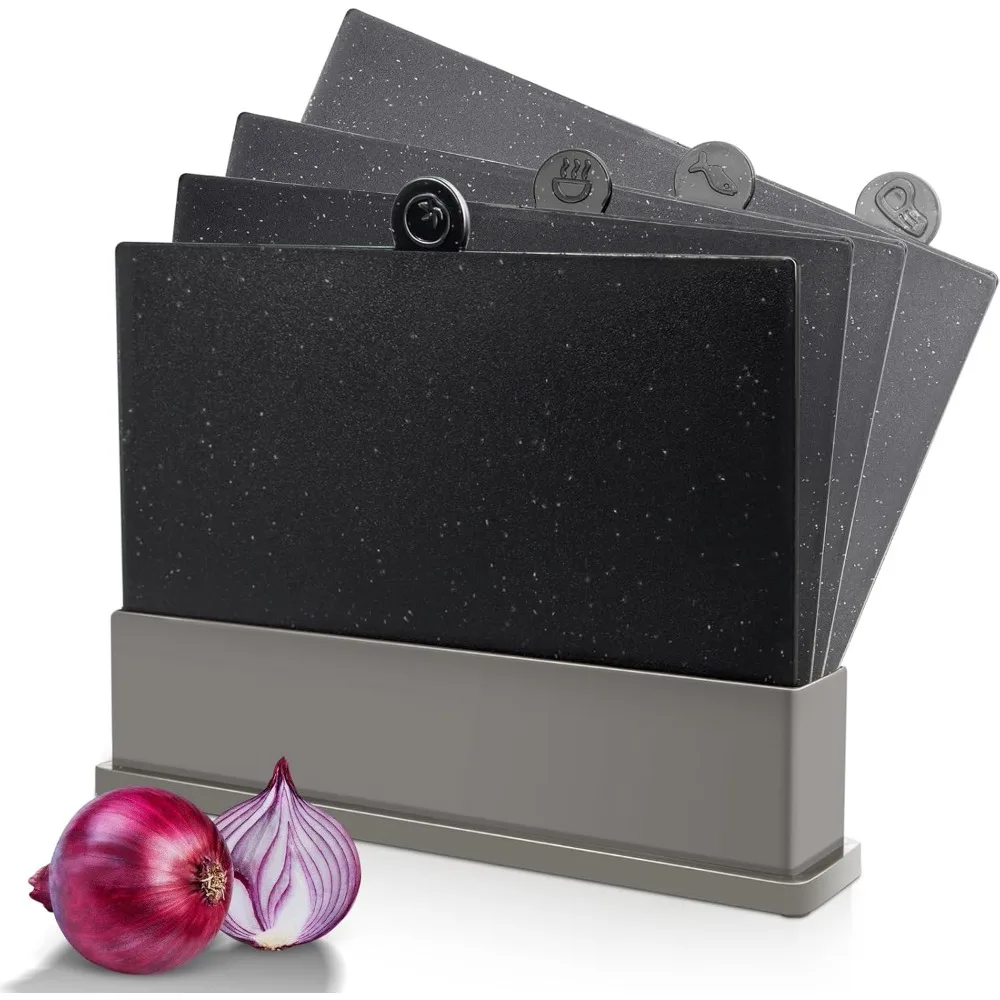 

Cutting Board Set for Kitchen - Index Plastic Chopping Board Set of 4, BPA Free, No Slip, Dishwasher Safe, Thicker Cutting Boar