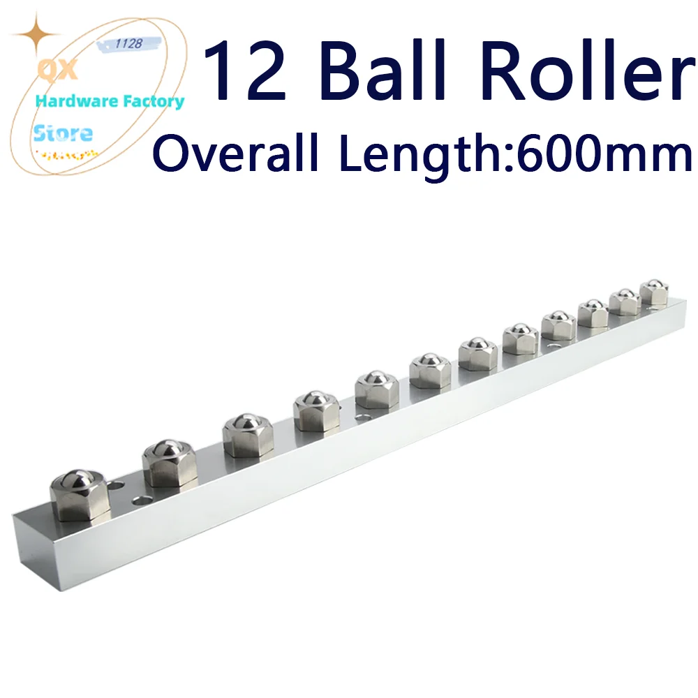 

QX333 Overall Length:600mm Hexagonal Bolt Universal Ball Stainless Steel 12 Ball Rollers Assembly Stainless Aluminum Frame