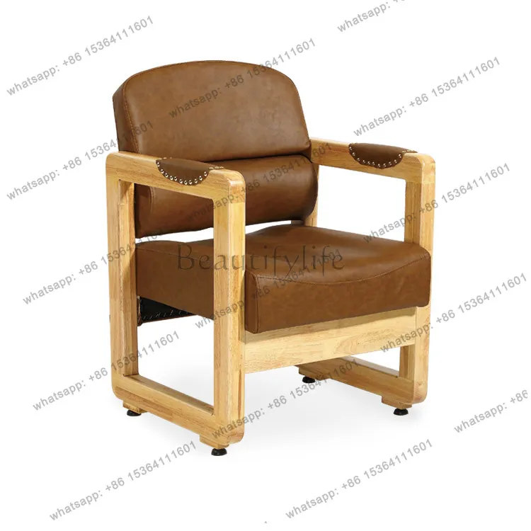 Hair cutting, perming and dyeing, working chair, atmospheric haircut chair, retro solid wood high-end stool