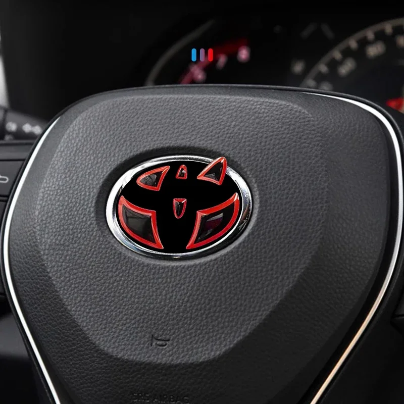 Red Blue Car Steering Wheel Badge Trim Sticker for Toyota CHR Corolla Camry Rav4 Auris Avalon Prius Prado Yaris Hilux - view 6