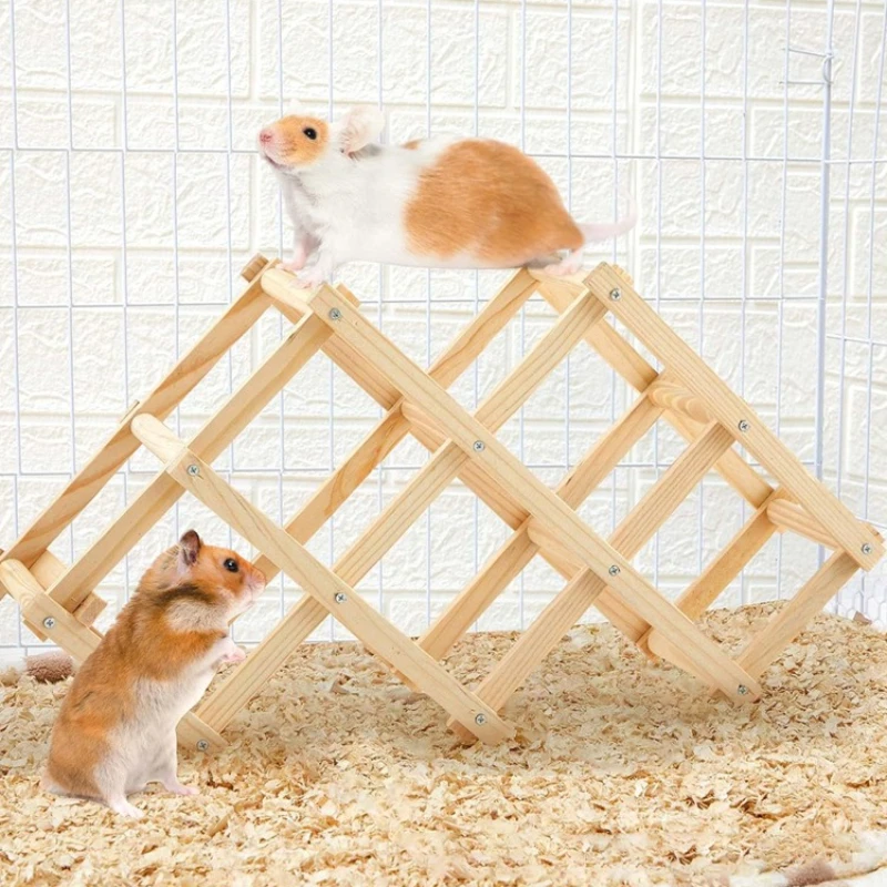 1pc Wooden Climbing Toys Natural Pet Cage Accessories Climbing Ladder Hanging Rodent Toy for Pet Hamster in Cage Playing Chewing