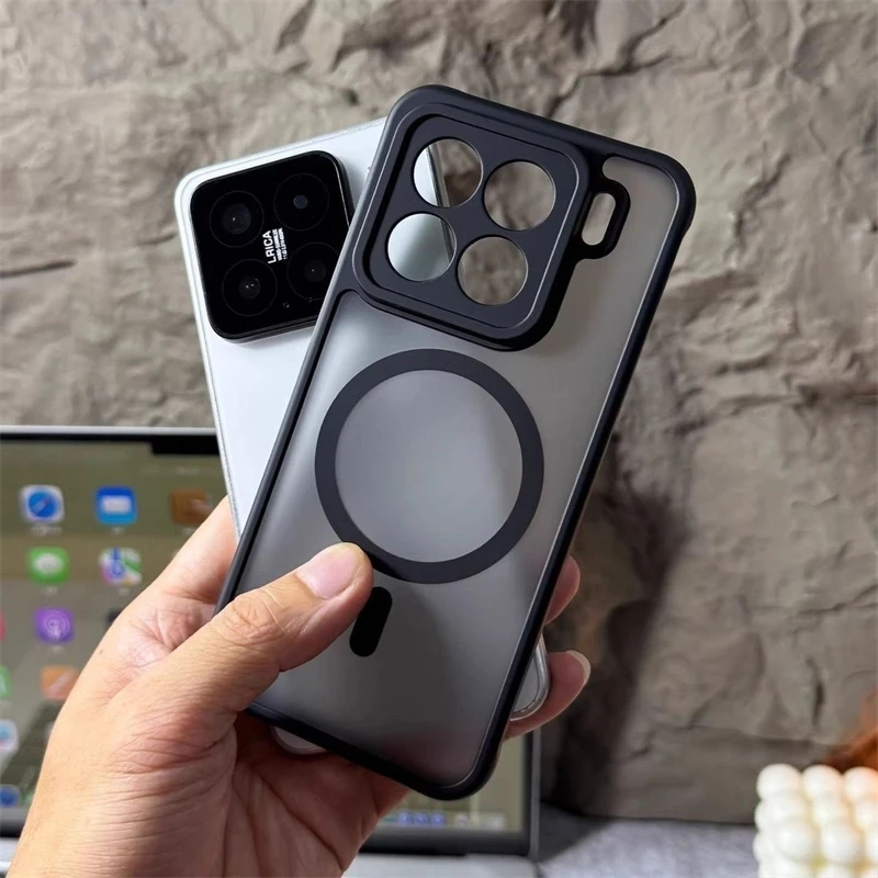 حافظة مغناطيسية MagSafe شفافة غير لامعة لهاتف Xiaomi 15 14 T Pro 5G 17 Pro Max من الأكريليك الصلب غطاء خلفي مضاد للصدمات #3