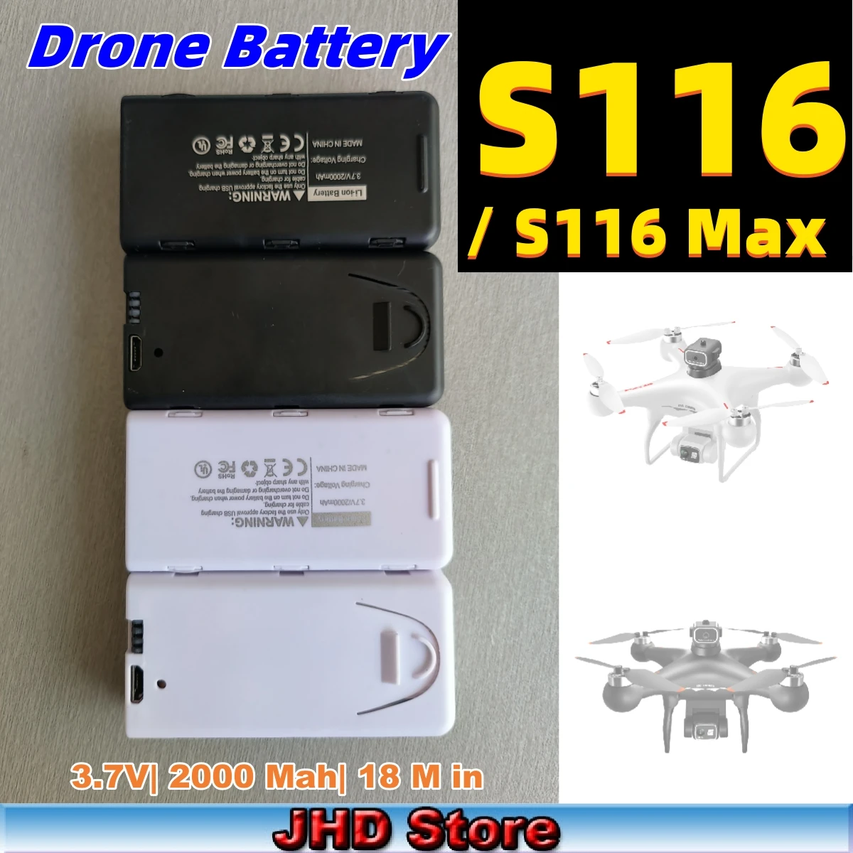 JHD Original S116 Drone Battery Black Accessories 3.7V 2000Mah Original S116 Drone Battery Suppliers