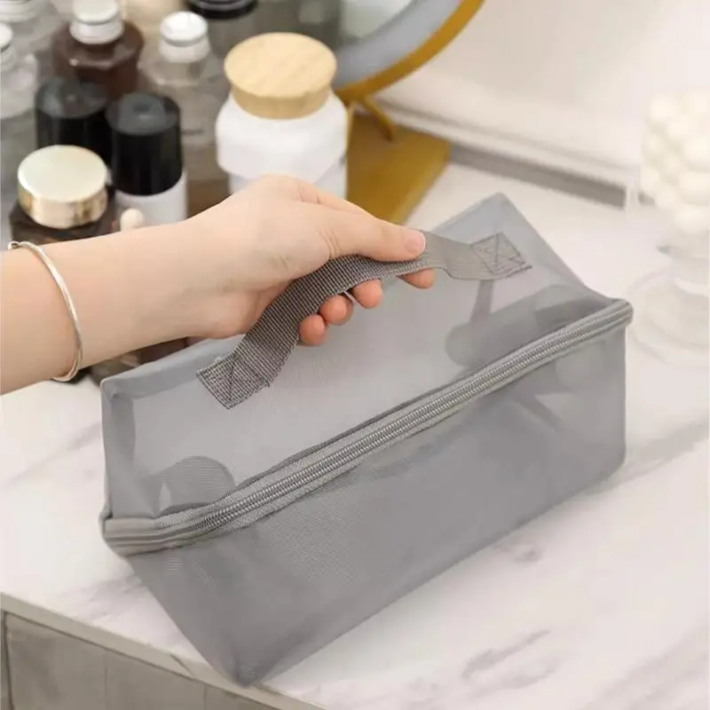 Multi-function Cosmetics Storage Bag Travel Minimalist Bathroom Mesh Makeup Sack Simple Female Transparent Organizer Pouch Items