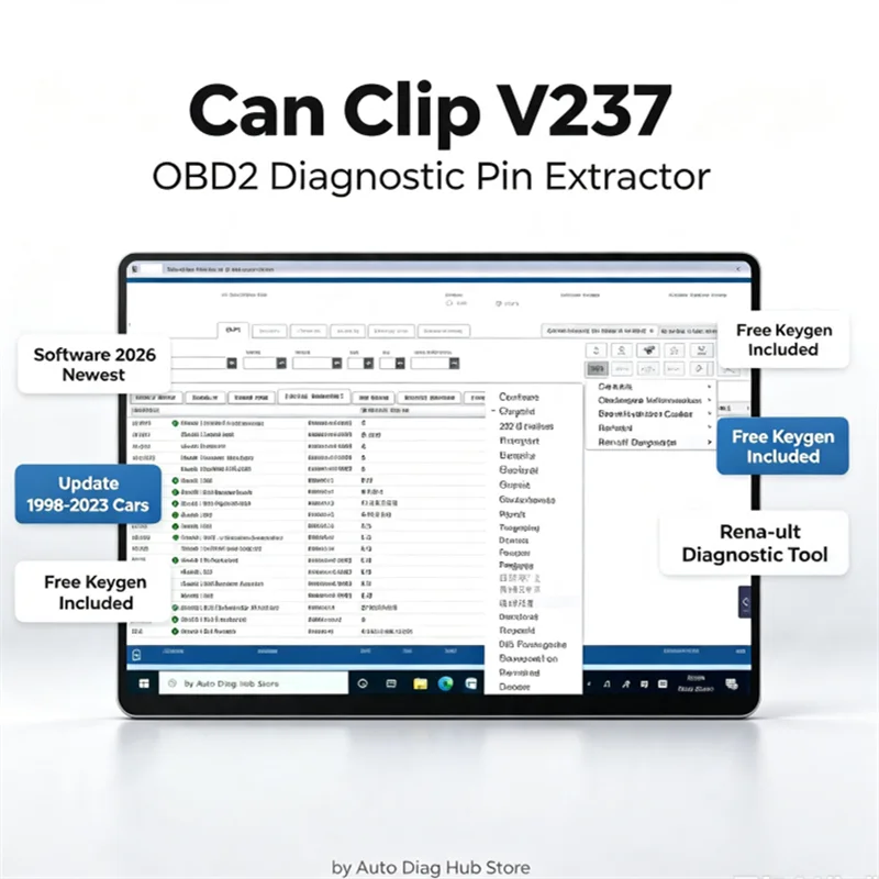 Software 2026 Newest Can Clip V237 with crack free keygen for Rena-ult OBD2 Diagnostic Pin Extractor updata 1998-2023 year cars