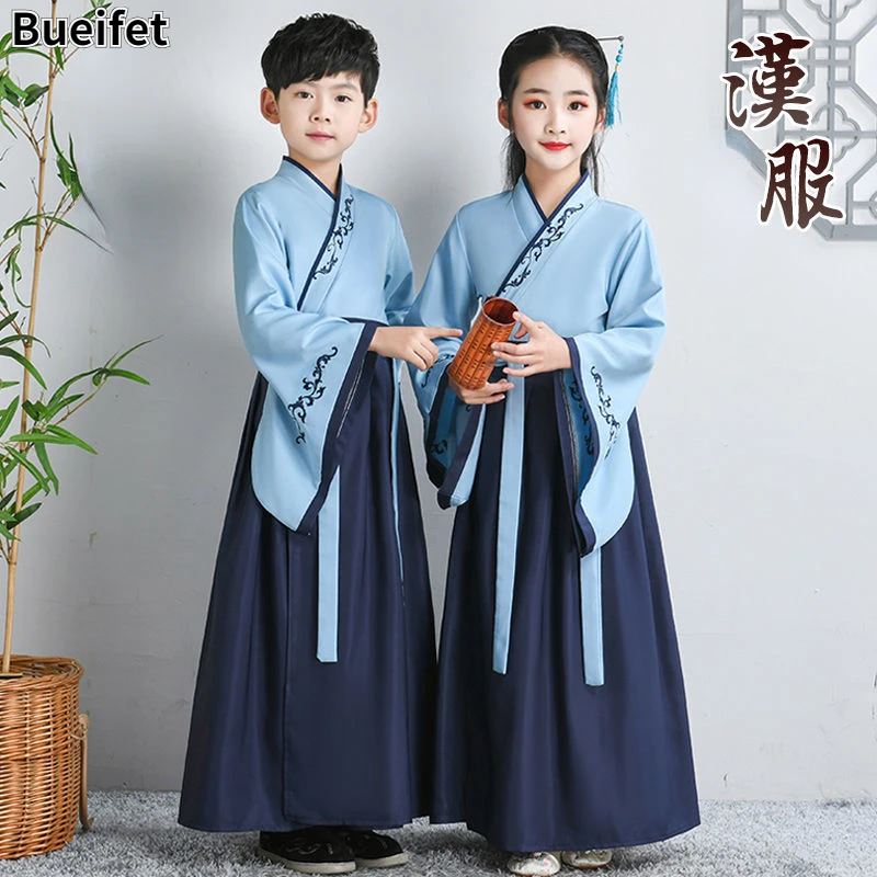 

Girls Ancient Opera Tang Dynasty Hanfu Folk Dress Boys Party Tang Suit Girls Cheongsam Dress Child New Year Performance Dance