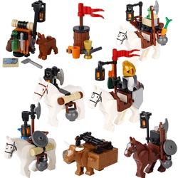 Medieval Transport Carriage Building Blocks Military Castle Knight Horse Weapon War Wolf Cattle Vehicle Animal Scene Bricks Toys