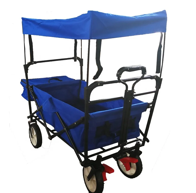 Portable Utility Wagon Home Garden Wagon Cart With Storage Basket Folding Cart Camping Cart Outdoor Wagon 4 Wheels Beach Trolley