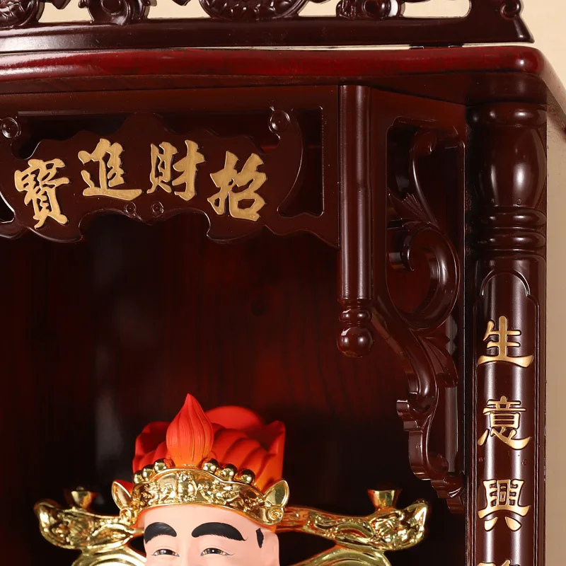 YJQ solid wood shrine wall-mounted offering table God of Wealth Guanyin Buddhist cabinet God of Wealth shrine