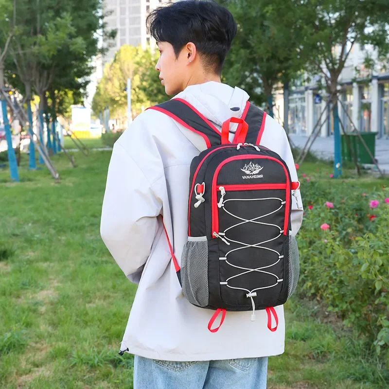 กระเป๋ากลางแจ้งไนลอนเดินป่า Rucksack กระเป๋าเป้สะพายหลังน้ําหนักเบามัลติฟังก์ชั่ Leisure พับได้ขนาดใหญ่ความจุ