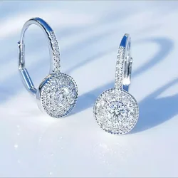 925 Sterling Silver Round Shaped Inlay Zircon Hoop Earrings Geometry Line Simple Women Girl Evening Party Brithday Gifts Jewelry