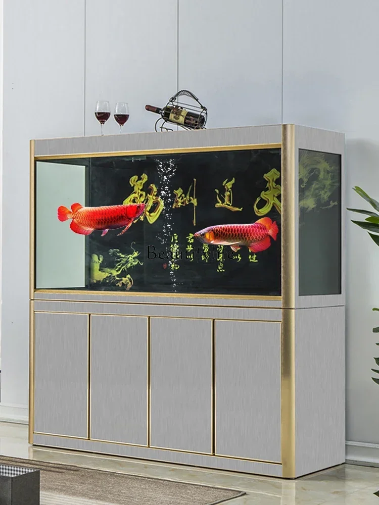 

LD33New Modern Simple Bottom Filter Dragon Fish Tank HD Glass Medium and Large Change Water Fish Globe