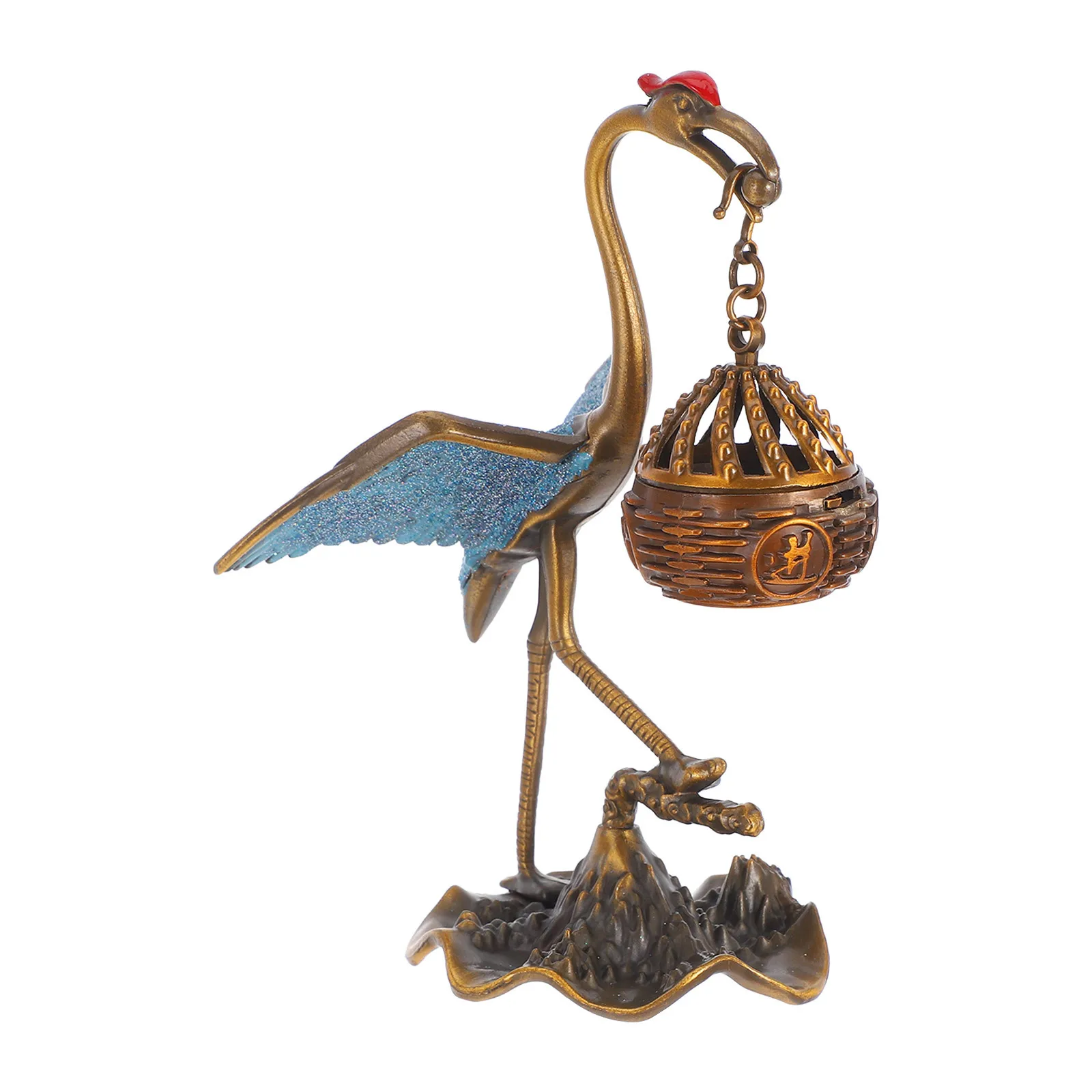 

Alloy Crane Incense Burner Vintage Decorative Desktop Stick Incense Holder Ornamental Chinese Styled Censer Home Fragrance