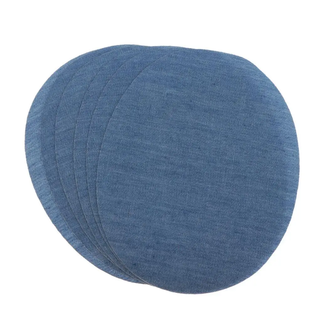 5x6 Pieces/Pack Denim Iron On Jean Patches Jeans Repair Kit Oval Light Blue