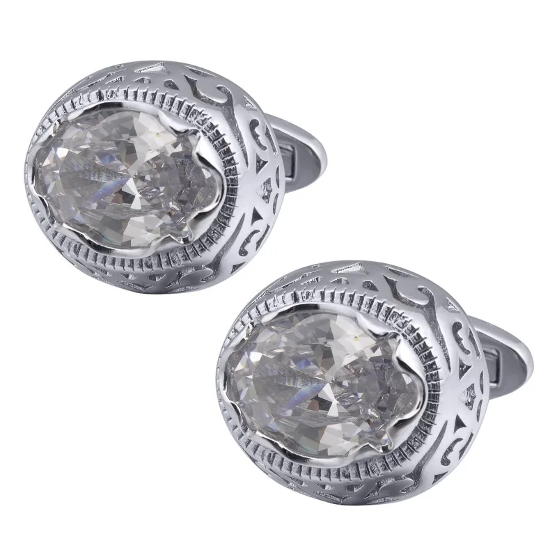 الرجال الراقية جوفاء خارج الزركون أزرار أكمام البيضاوي حمامة البيض الأحجار الكريمة الفرنسية كم مسمار الملحقات هدايا الأعمال غير رسمية #6