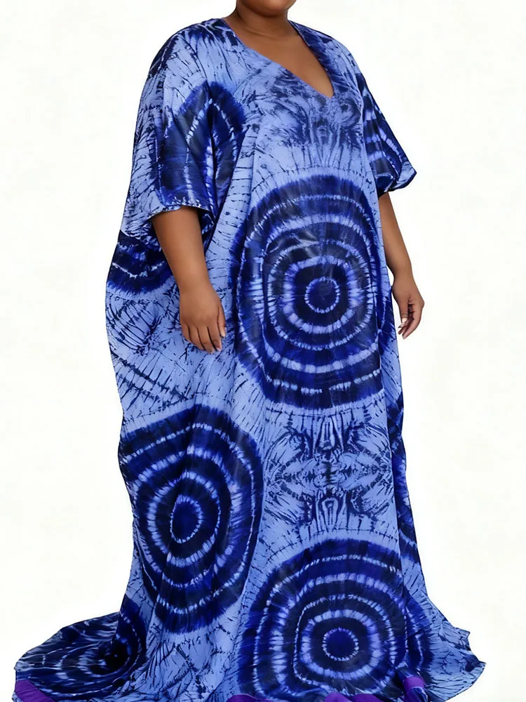 

2025 New African Dress for Women Ankara Boubou Kaftan Long Maxi Dress for Ramadan Eid Party Cotton Brocade Print